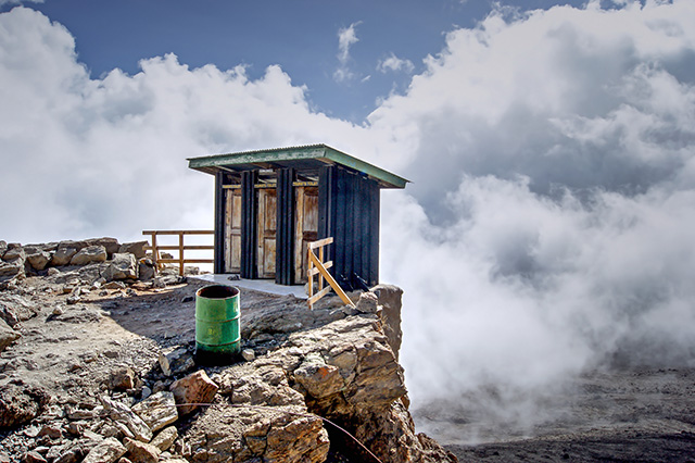 The toilet at 4600 metre altitude on the slopes of Kilimanjaro in Barafu camp.